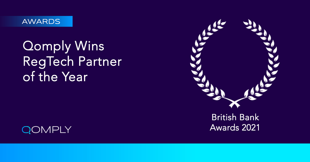 Qomply Wins Regtech Partner of the Year British Bank Awards 2021