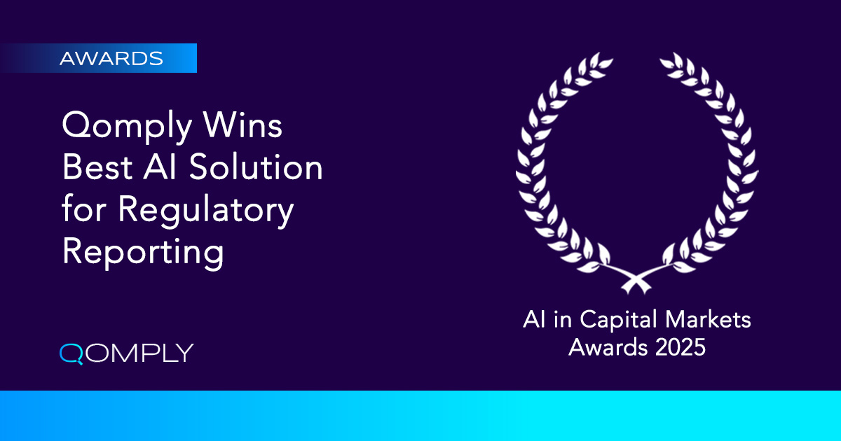 Qomply Wins Best AI Solution Reg Reporting Award Win 2025