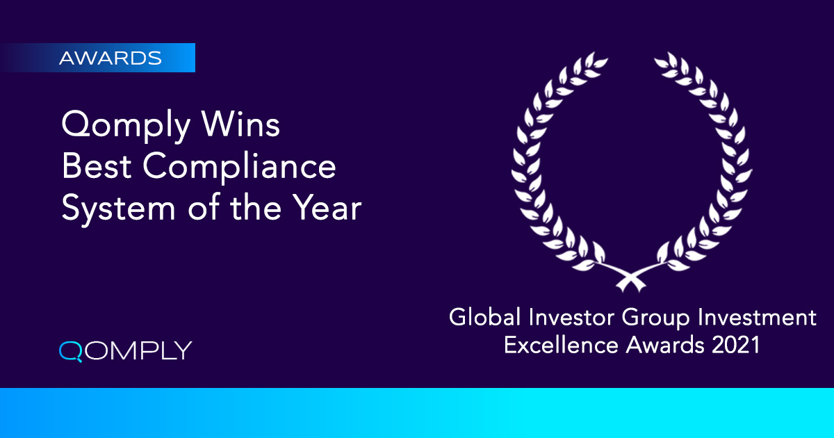 Qomply Wins Compliance System of the Year Global Investor Group Investment Excellence Awards 2021